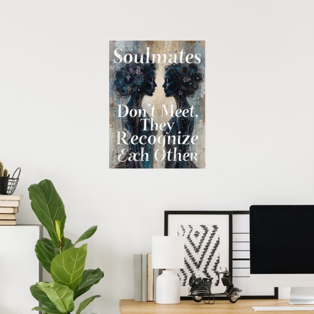 Soulmates Lesbian Couple Love Quote Art Poster (Home Office)