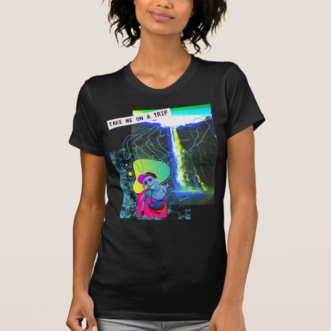 Soultrip Trip waterfall Glitch Fun Vaporwave God T-Shirt (Front)