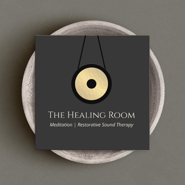 Sound Bath Therapy Gong Square Business Card (Creator Uploaded)