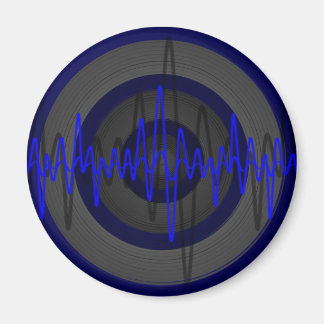 Sound Blue Dark fridge magnet round