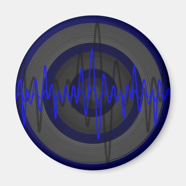 Sound Blue Dark fridge magnet round (Front)