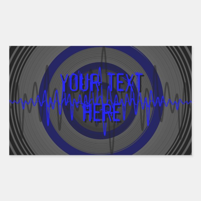 Sound Blue Dark 'Your Text' sticker rectangle (Front)