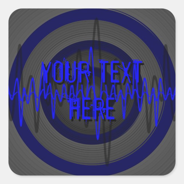 Sound Blue Dark 'Your Text' sticker square (Front)
