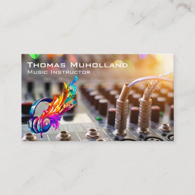 Sound Board | Producer | Colourful Headphones Business Card (Front)