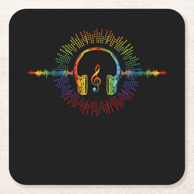 Sound Engineer Audio Wave Audio Engineer Music Square Paper Coaster (Front)