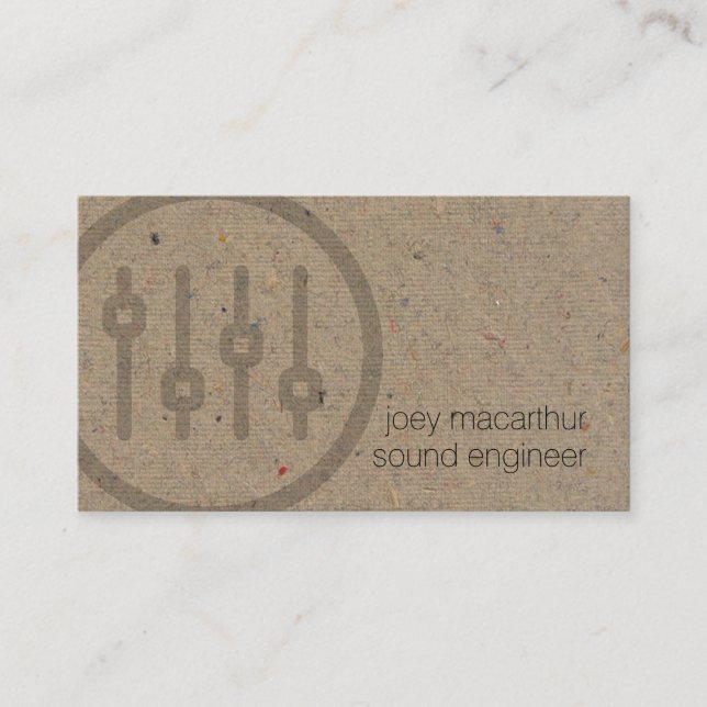 Sound Engineer Bold Volume Sliders Icon Music Business Card (Front)