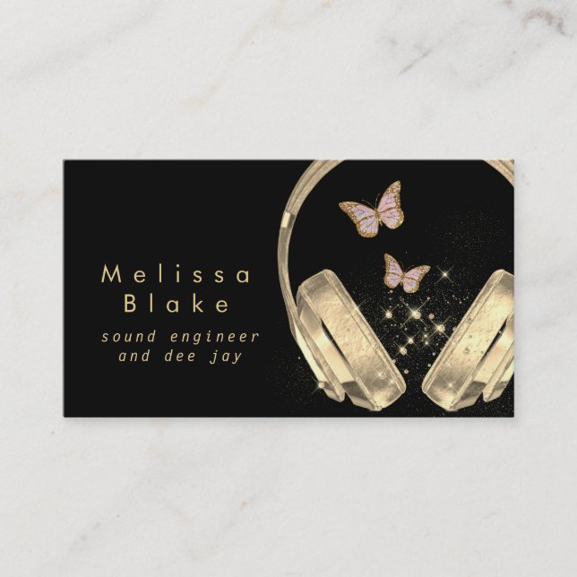 sound engineer butterflies dee jay  business card (Front)