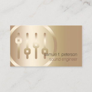 Sound Engineer Elegant Gold Volume Sliders Icon Business Card