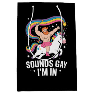 Sound Gay I'm In Man Wearing Skirt Unicorn LGBTQ Medium Gift Bag