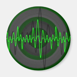 Sound Green Dark fridge magnet round
