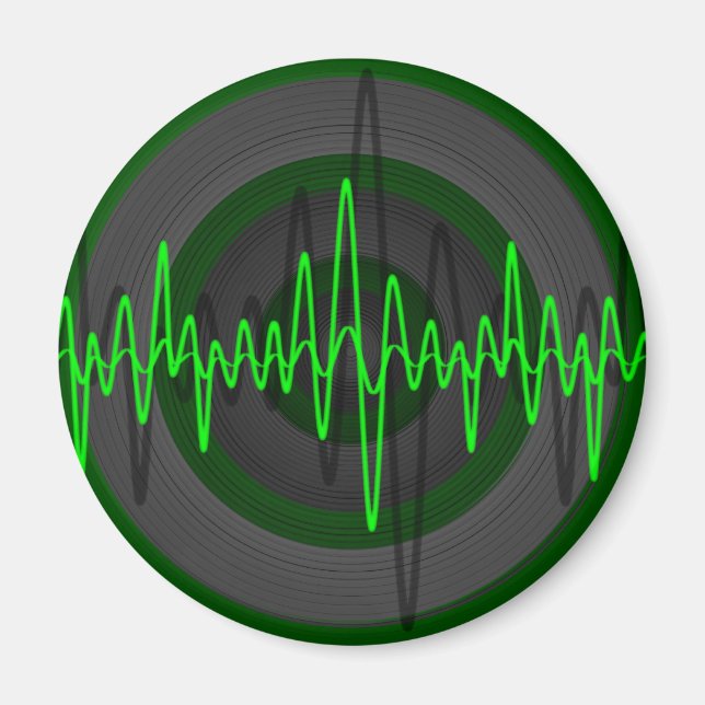 Sound Green Dark fridge magnet round (Front)