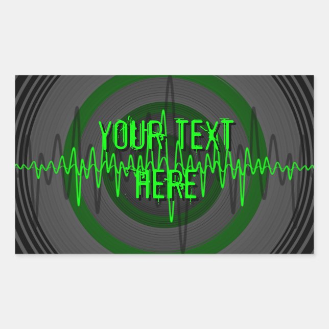Sound Green Dark 'Your Text' sticker rectangle (Front)