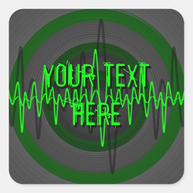 Sound Green Dark 'Your Text' sticker square (Front)