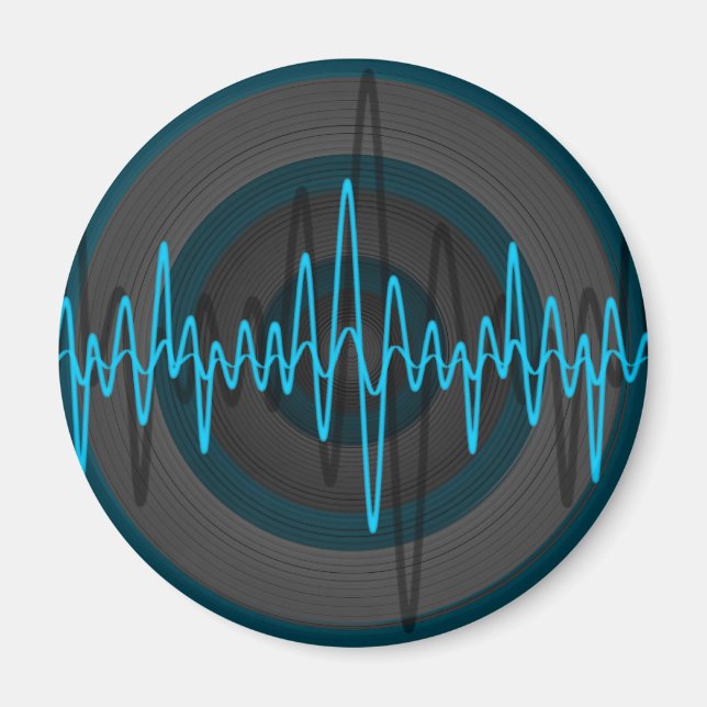 Sound Light Blue Dark fridge magnet round (Front)
