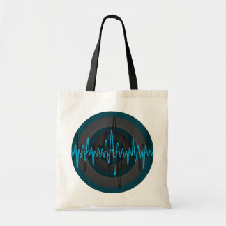 Sound Light Blue Dark Round budget tote bag
