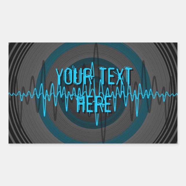 Sound Light Blue Dark 'Your Text' rectangle Rectangular Sticker (Front)