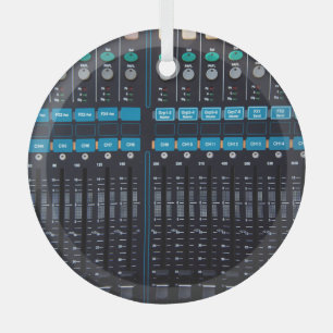 Sound mixer, natural sound technology gear. glass tree decoration