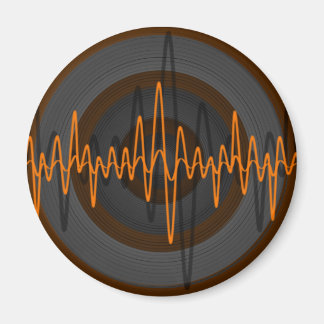 Sound Orange Dark fridge magnet round