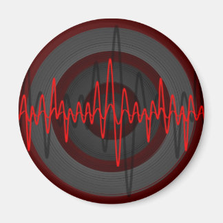 Sound Red Dark fridge magnet round