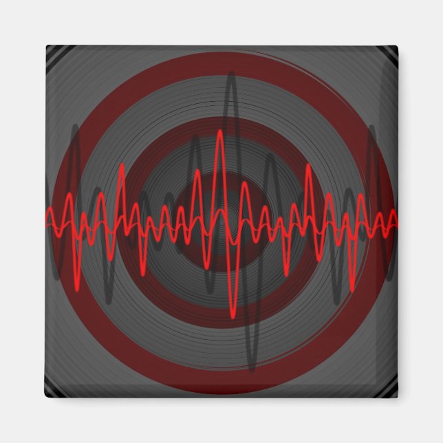 Sound Red Dark fridge magnet square (Front)