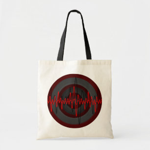 Sound Red Dark Round budget tote bag