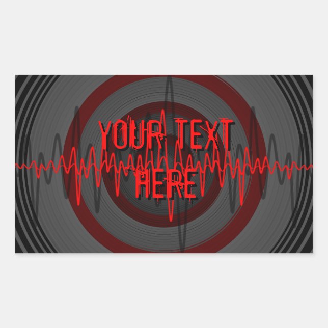 Sound Red Dark 'Your Text' sticker rectangle (Front)