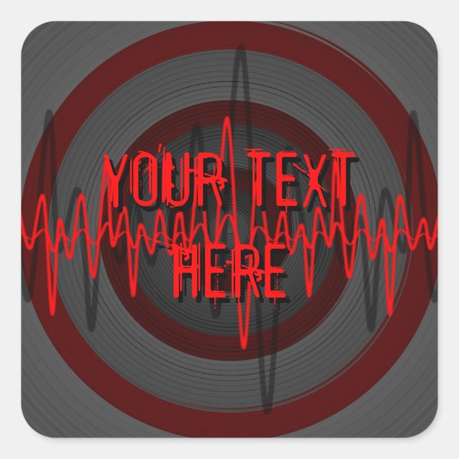 Sound Red Dark 'Your Text' sticker square (Front)