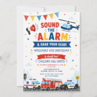 Sound the alarm Emergency Vehicles Birthday Party