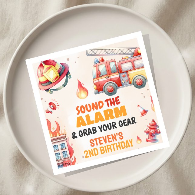 Sound the Alarm Fire Truck Baby Shower Napkin (Creator Uploaded)