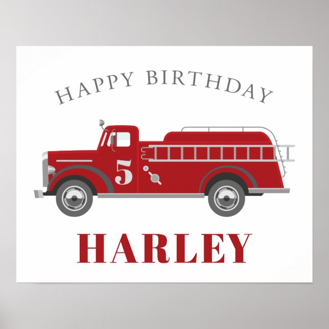 Sound the Alarm Fire Truck Birthday Party Any Age Poster (Front)