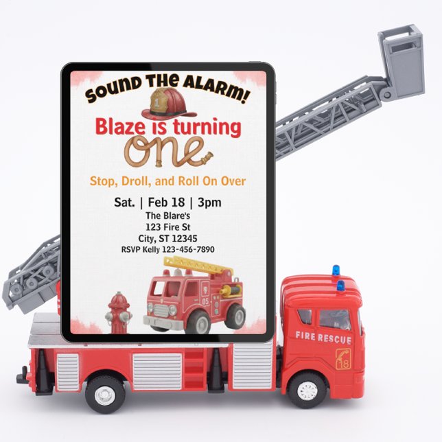 Sound the Alarm, Firetruck 1st Birthday Invitation (Creator Uploaded)