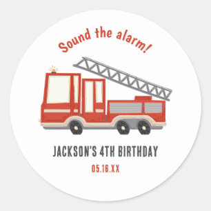 Sound The Alarm Firetruck Birthday Party Classic Round Sticker