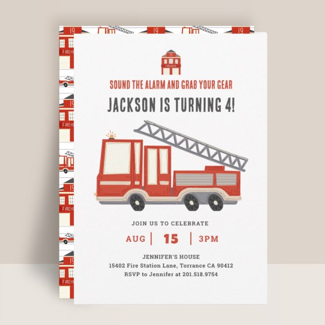 Sound The Alarm Firetruck Birthday Party Invitation (Creator Uploaded)