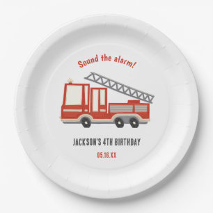 Sound The Alarm Firetruck Birthday Party Paper Plate