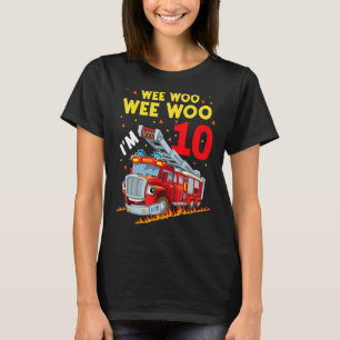 Sound The Alarm I'm 10 Birthday Boy Fire Truck Fir T-Shirt