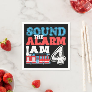 Sound The Alarm I'm 4 Funny 4th Birthday Kids Napkin