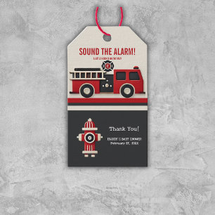 Sound the Alarm Minimalist Firefighter Baby Shower Gift Tags
