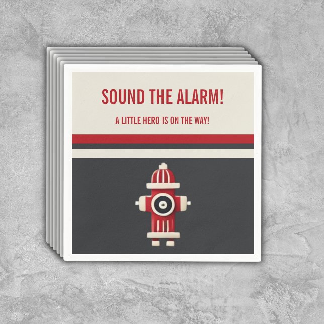 Sound the Alarm Minimalist Firefighter Baby Shower Napkin (Creator Uploaded)