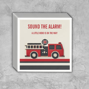 Sound the Alarm Minimalist Firefighter Baby Shower Napkin