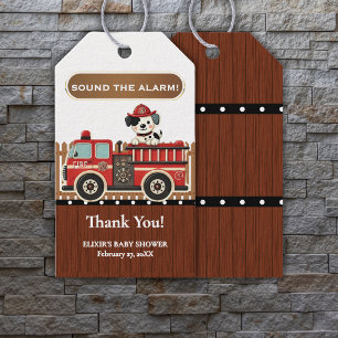 Sound the Alarm! Modern Firetruck Baby Shower Gift Tags