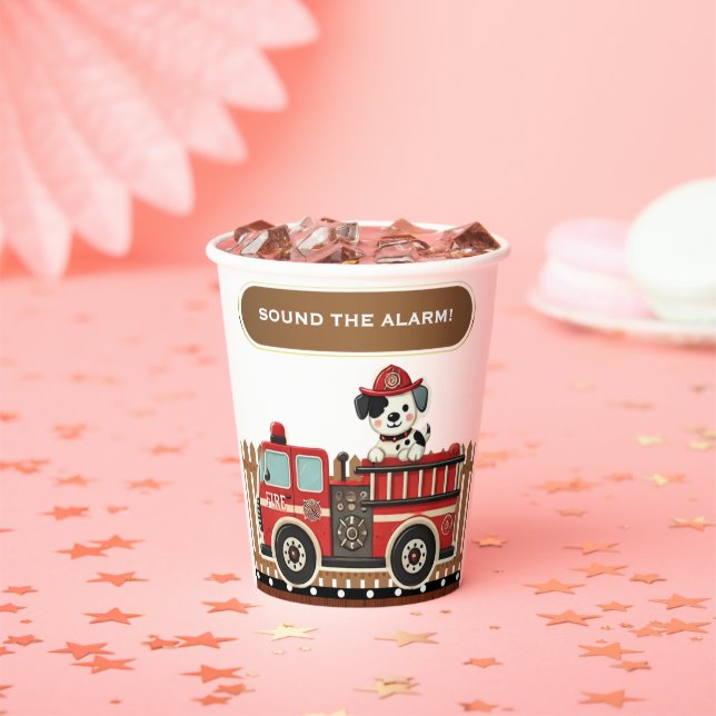 Sound the Alarm! Modern Firetruck Baby Shower Paper Cups (Insitu)