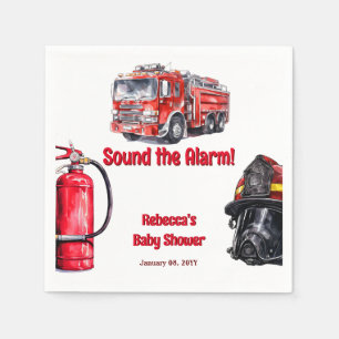 Sound the Alarm Red Fire Truck Boy Baby Shower  Napkin