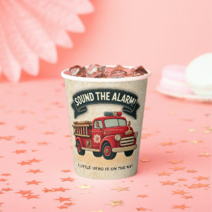 Sound the Alarm! Vintage Firetruck Baby Shower Paper Cups