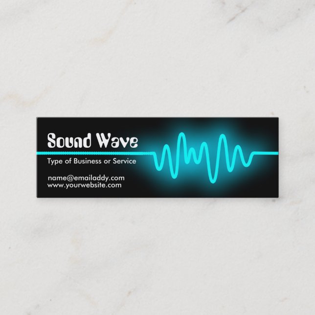Sound Wave - Blue and Black Mini Business Card (Front)