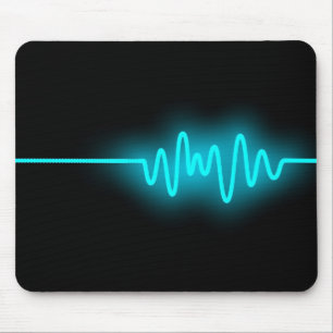 Sound Wave - Blue on Black Mouse Pad