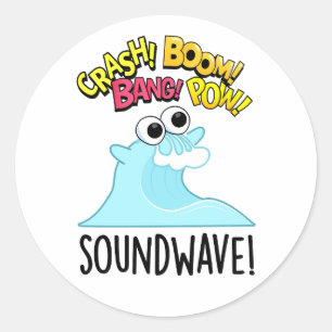 Sound Wave Funny Ocean Pun Classic Round Sticker
