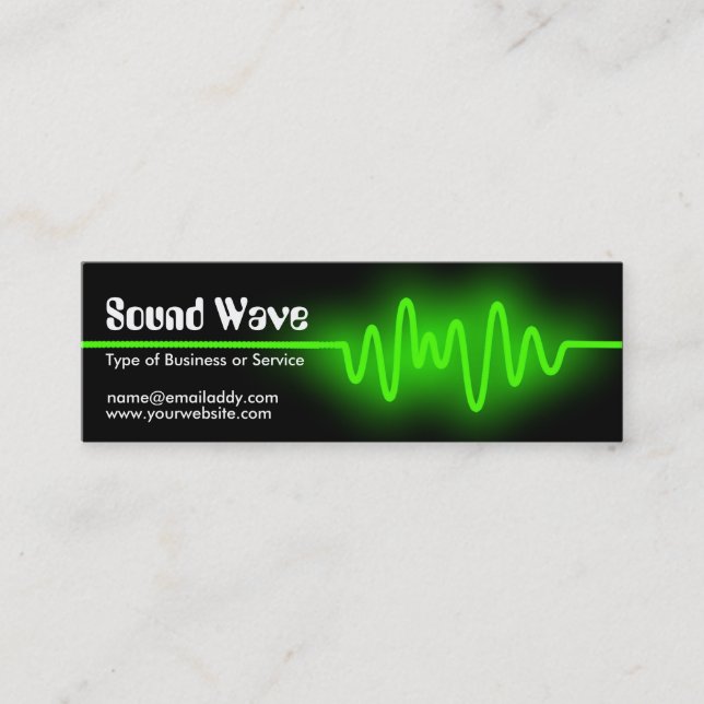 Sound Wave - Green and Black Mini Business Card (Front)