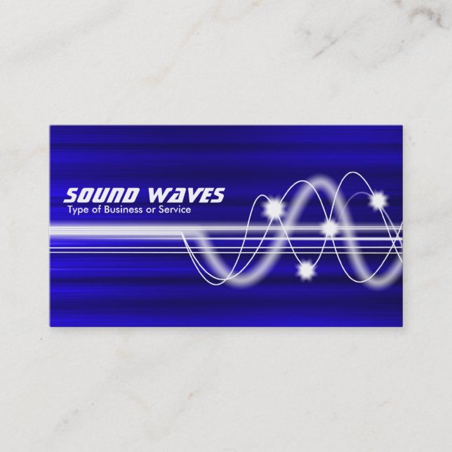 Sound Waves - Blue Brushed Texture Business Card (Front)