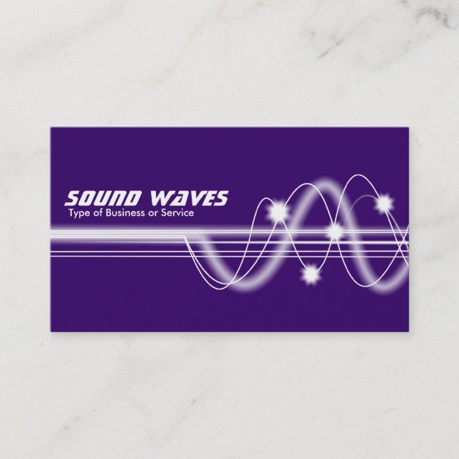 Sound Waves - Dark Violet Business Card (Front)