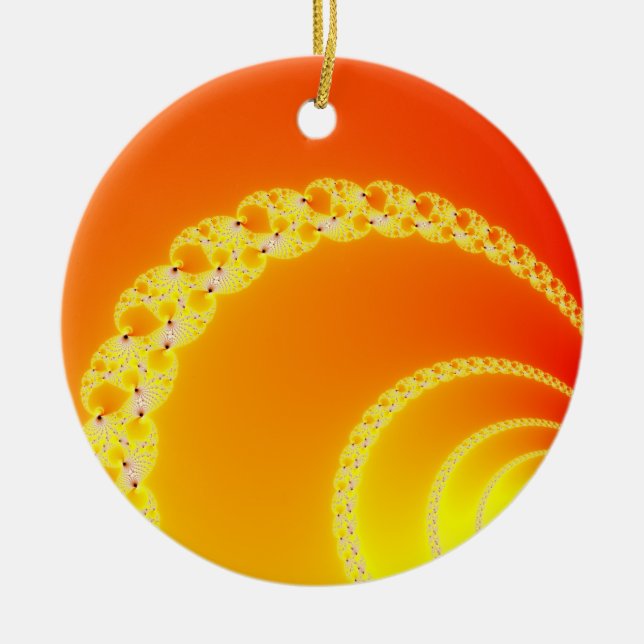 Sound Waves Fractal Art Ceramic Tree Decoration (Front)